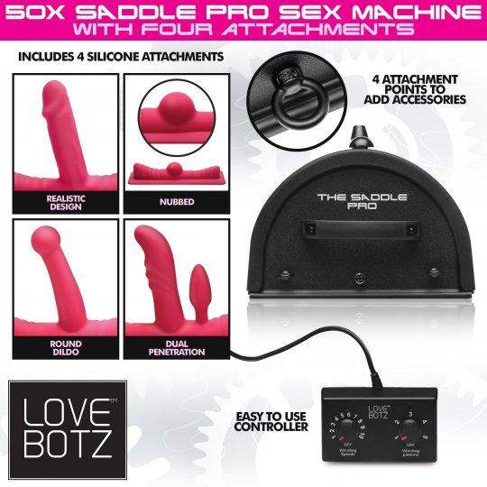 50X Saddle Pro | Fucking Machine - Sex Machine with 4 Attachments - The Dildo Hub