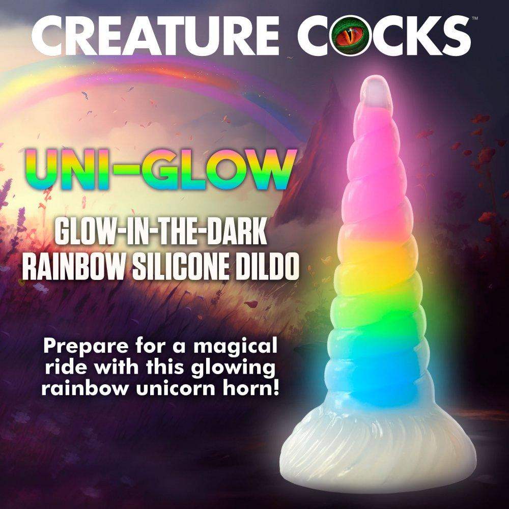 7.7 Inch UniGlow | Glow-In-The-Dark Rainbow Dildo - The Dildo Hub