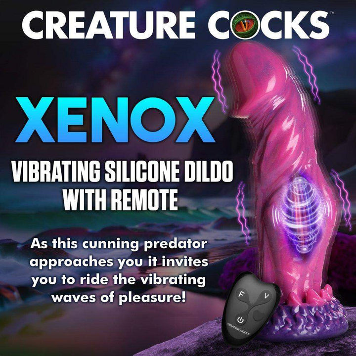 š½ 9.75 Inch Xenox Vibrating Xenomorph Dildo with Remote - The Dildo Hub