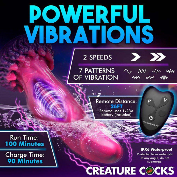 š½ 9.75 Inch Xenox Vibrating Xenomorph Dildo with Remote - The Dildo Hub