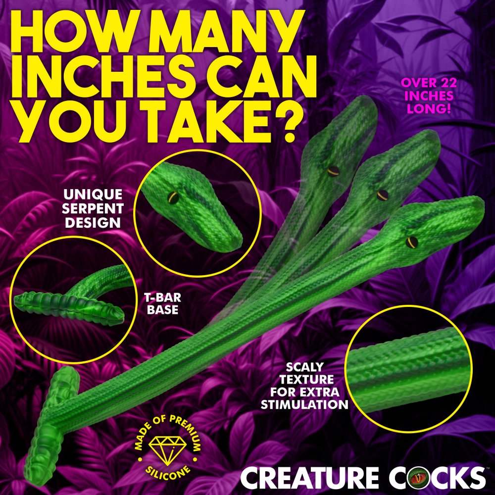 Slither 22.5 Inch Silicone Anal Hose Snake Dildo w/ Easy Grip Handle