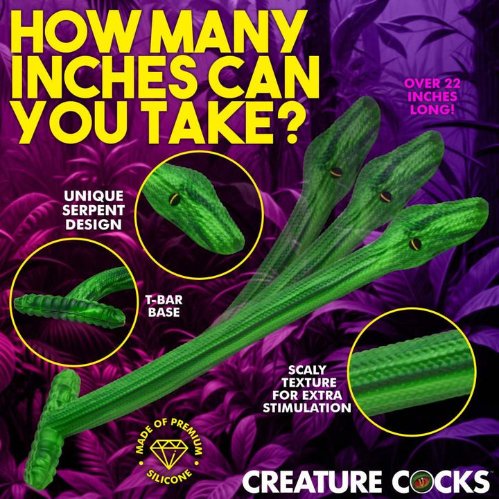 Slither 22.5 Inch Silicone Anal Hose Snake Dildo w/ Easy Grip Handle
