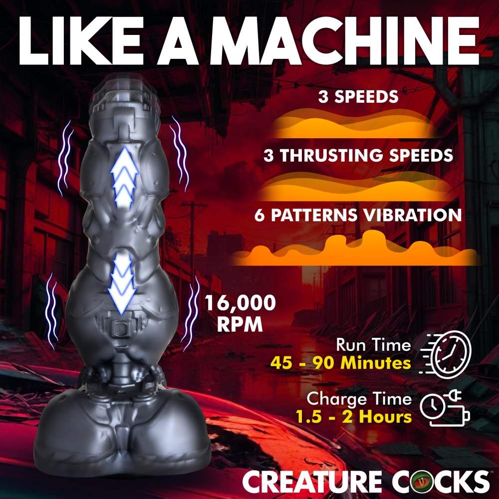 Cyborg Cock 9 Inch Thrusting & Vibrating Monster Dildo w/ Suction Cup