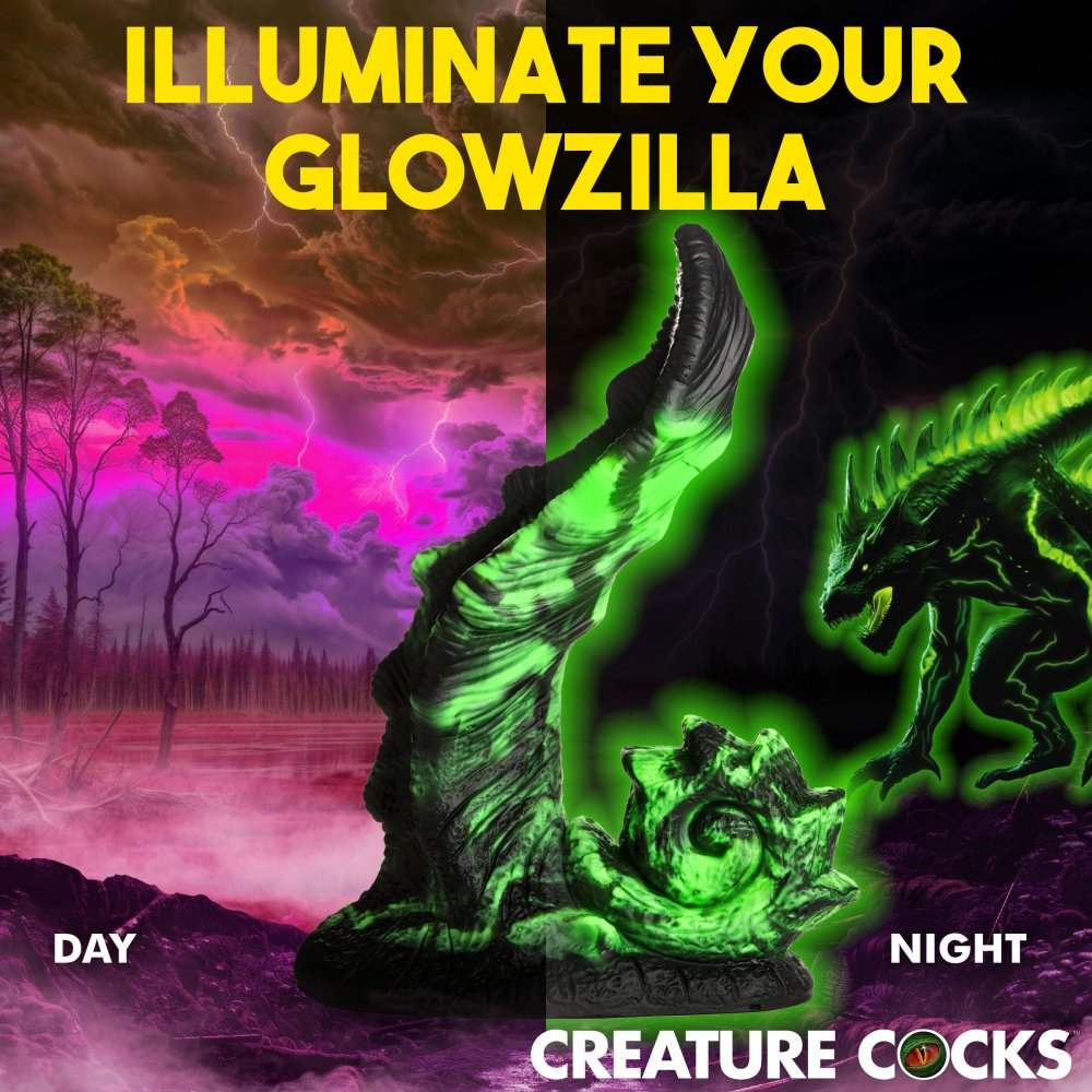 Glowzilla 7.8 Inch Glowing Silicone Dinosaur DIldo w/ Suction Cup