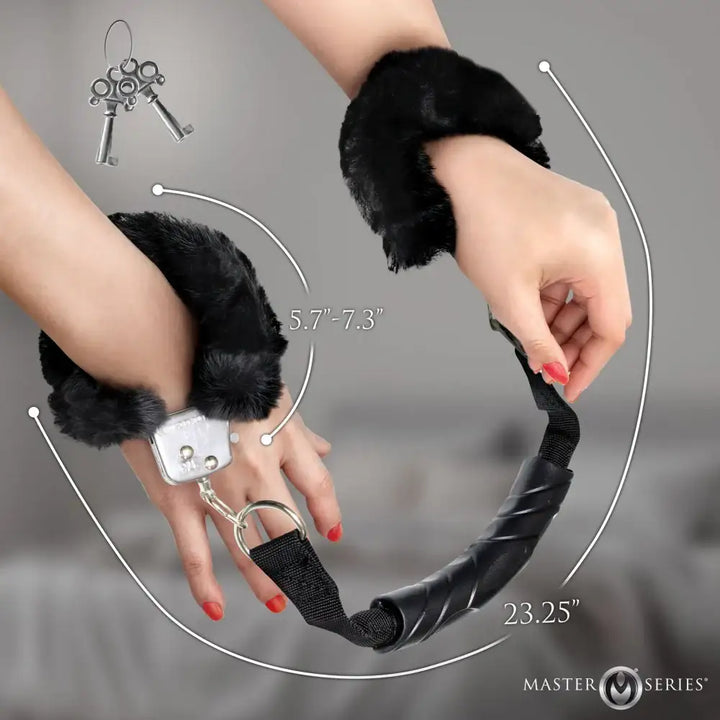 Furry Handcuffs with Handle - Great for Light BDSM Play