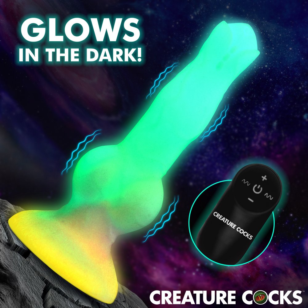 Astro Cock 8.1 Inch Vibrating & Glowing Dog Knot Dildo w/ Suction Cup