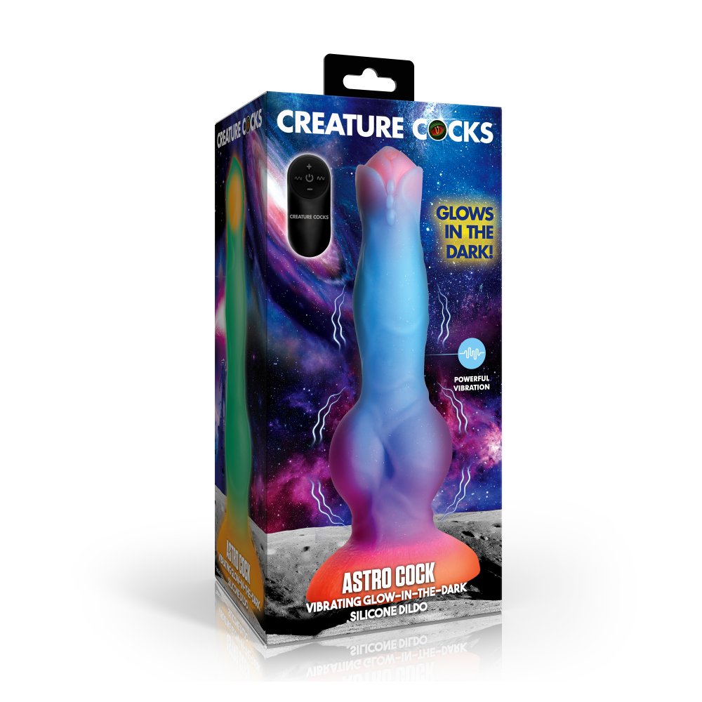Astro Cock 8.1 Inch Vibrating & Glowing Dog Knot Dildo w/ Suction Cup