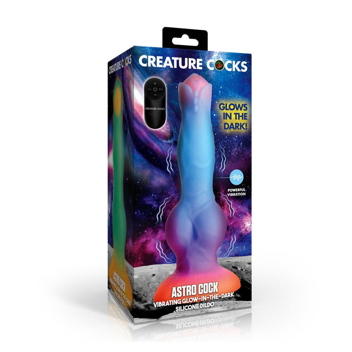 Astro Cock 8.1 Inch Vibrating & Glowing Dog Knot Dildo w/ Suction Cup