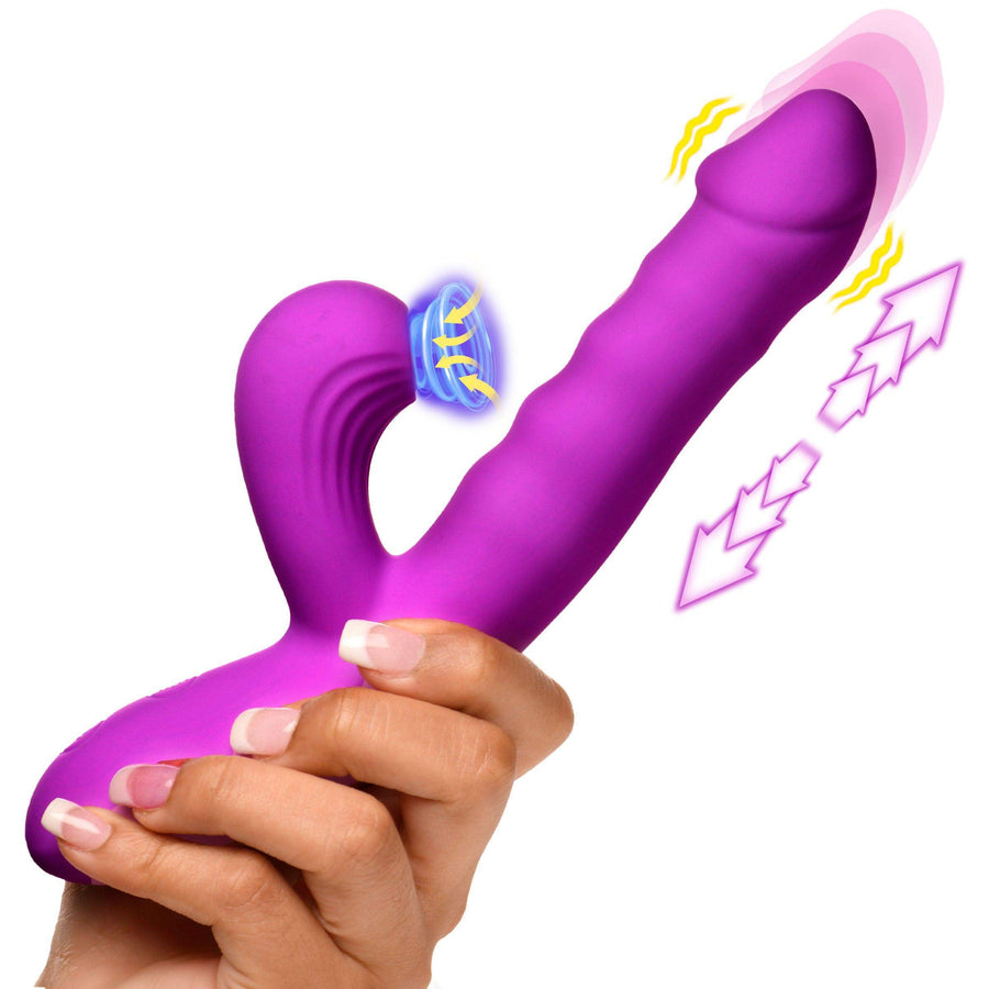 Thrust Wave Thrusting and Sucking Silicone Rabbit Vibrator - The Dildo Hub