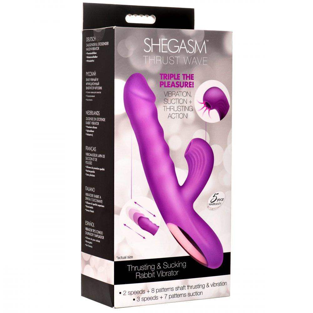Thrust Wave Thrusting and Sucking Silicone Rabbit Vibrator - The Dildo Hub