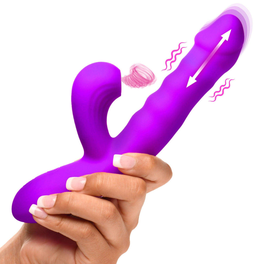 Thrusting and Sucking Silicone Rabbit Vibrator - The Dildo Hub