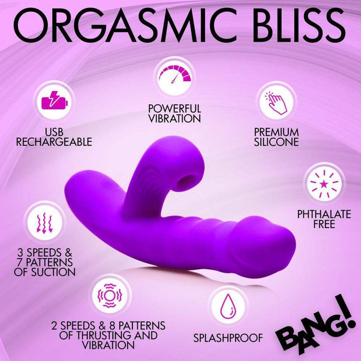 Thrusting and Sucking Silicone Rabbit Vibrator - The Dildo Hub