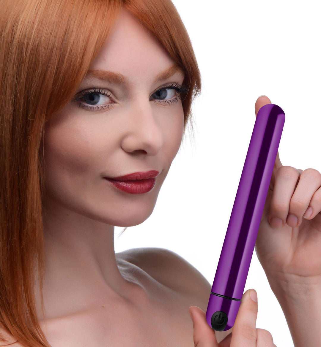 10X Slim Metallic Bullet Vibrator - Purple - The Dildo Hub