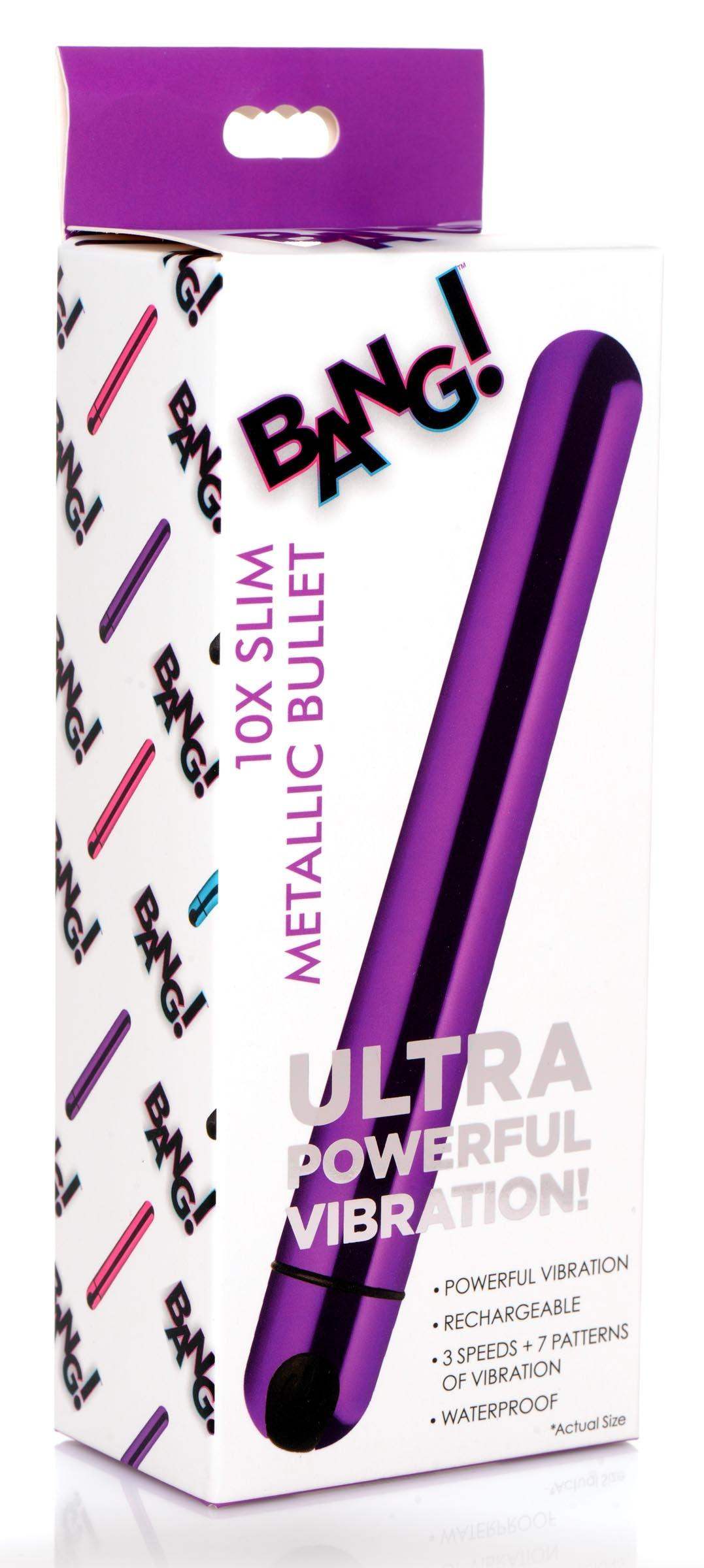 10X Slim Metallic Bullet Vibrator - Purple - The Dildo Hub