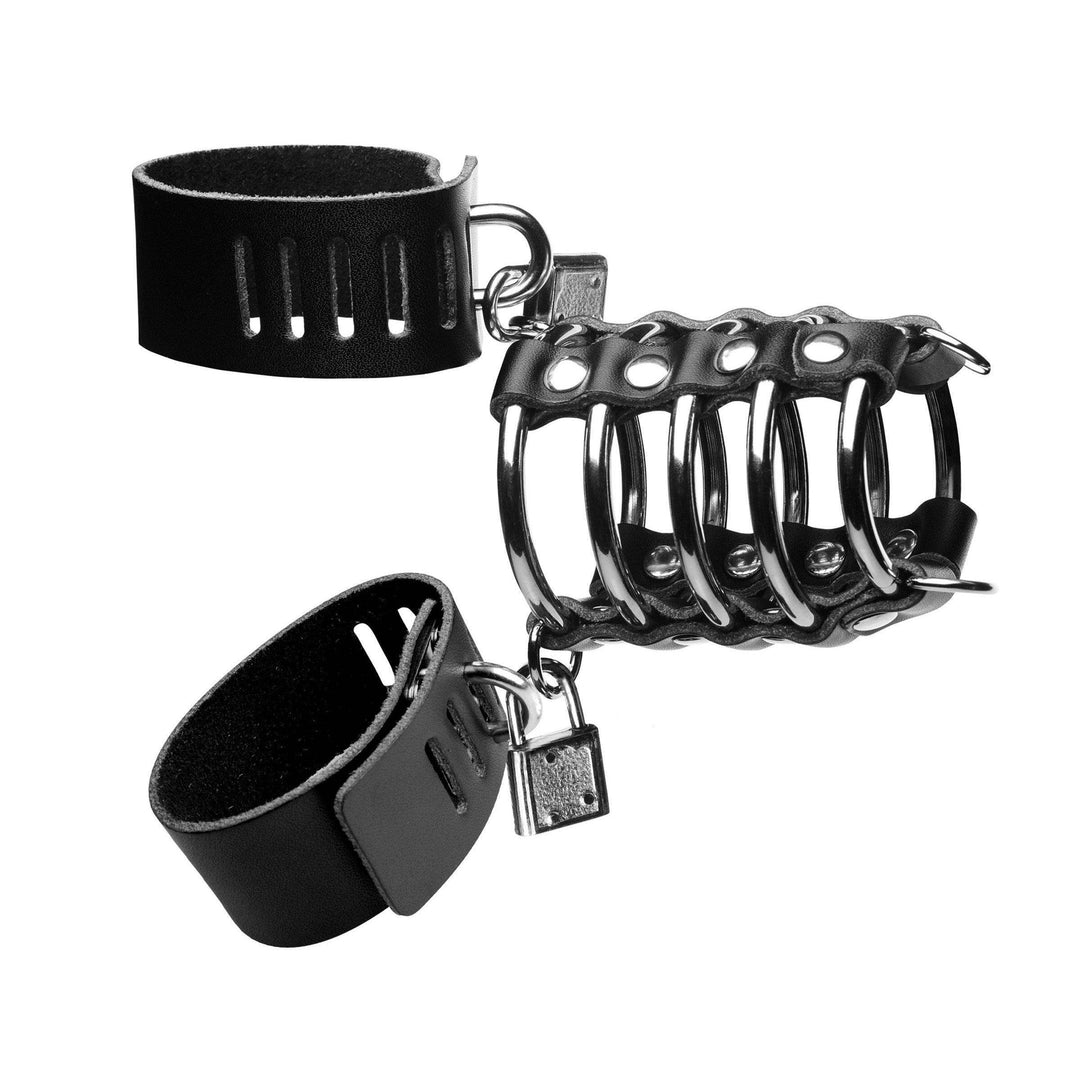 5 Ring Chastity Device with Cock and Ball Strap - The Dildo Hub