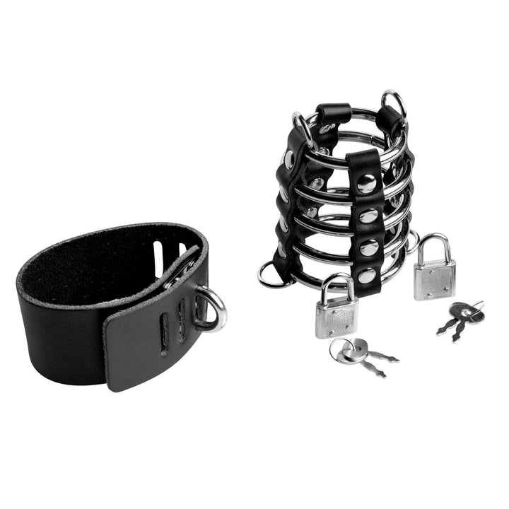 5 Ring Chastity Device with Cock and Ball Strap - The Dildo Hub