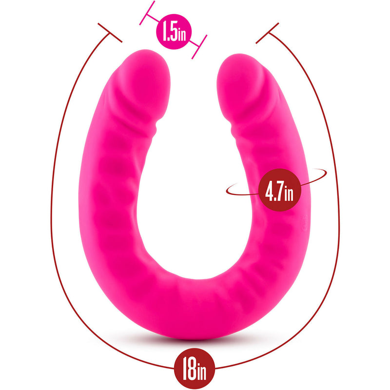 Ruse Silicone Slim Double Dong-Hot Pink 18" Sex Toys from thedildohub.com