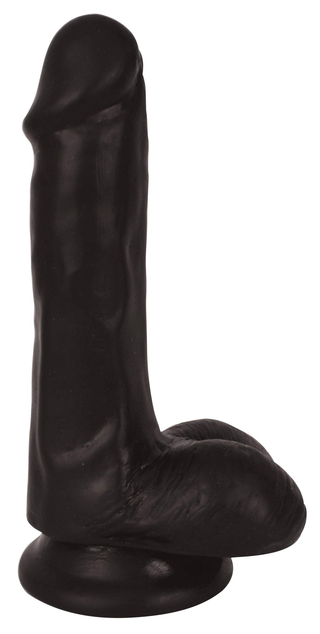 6 Inch Slim Dildo with Balls - Black - The Dildo Hub