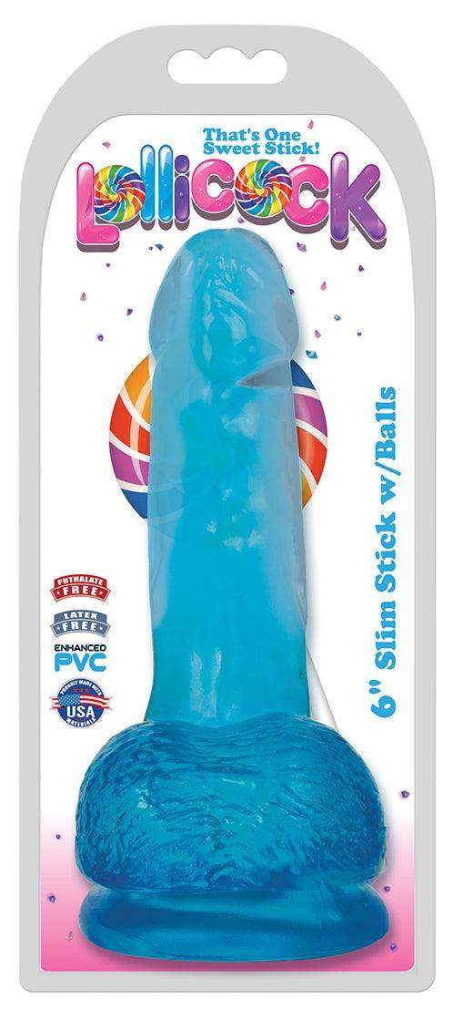6 Inch Slim Stick with Balls Berry Ice Dildo - The Dildo Hub