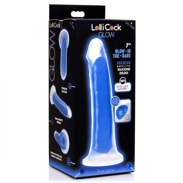 7 Inch Glow-in-the-Dark Silicone Dildo - Blue - The Dildo Hub
