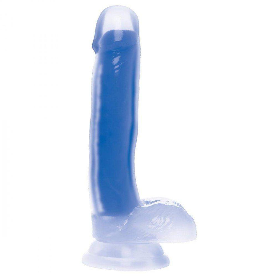 7 Inch Glow-in-the-Dark Silicone Dildo with Balls - Blue - The Dildo Hub