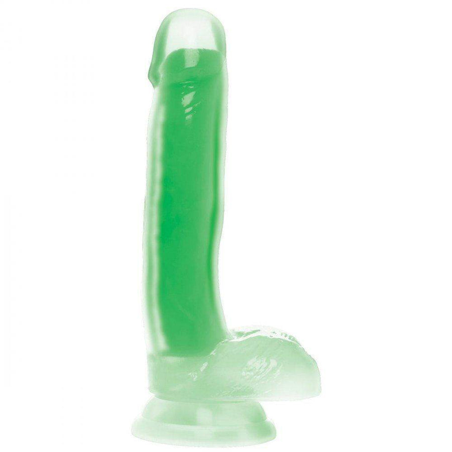 7 Inch Glow-in-the-Dark Silicone Dildo with Balls - Green - The Dildo Hub