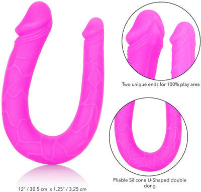 AC/DC Silicone Double Dong Pink Dildo - 12 Inches | CalExotics  from CalExotics