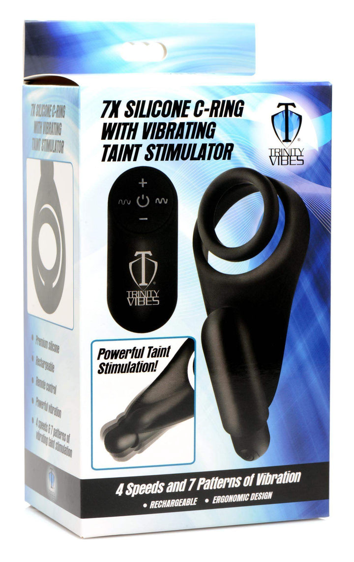 7X Silicone C-Ring with Vibrating Taint Stimulator - The Dildo Hub