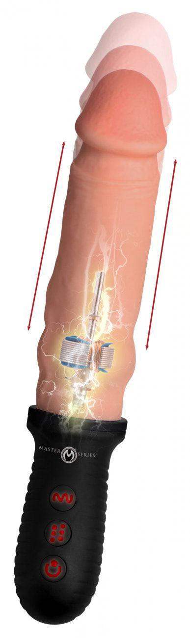 8X Auto Pounder Vibrating and Thrusting Dildo with Handle - Beige - The Dildo Hub