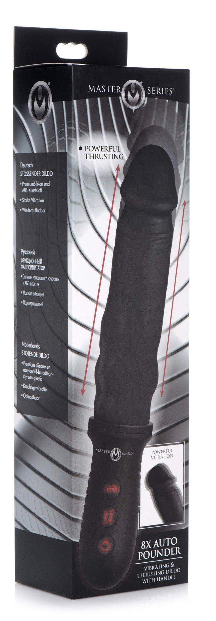 8X Auto Pounder Vibrating and Thrusting Dildo with Handle - Black - The Dildo Hub