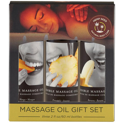 Hemp Seed Edible Massage Oil Gift Set Box Three 2 Oz Bottles  from thedildohub.com