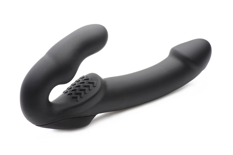 Evoke Rechargeable Vibrating Silicone Strapless Strap On - Black strapless-strapon from Strap U