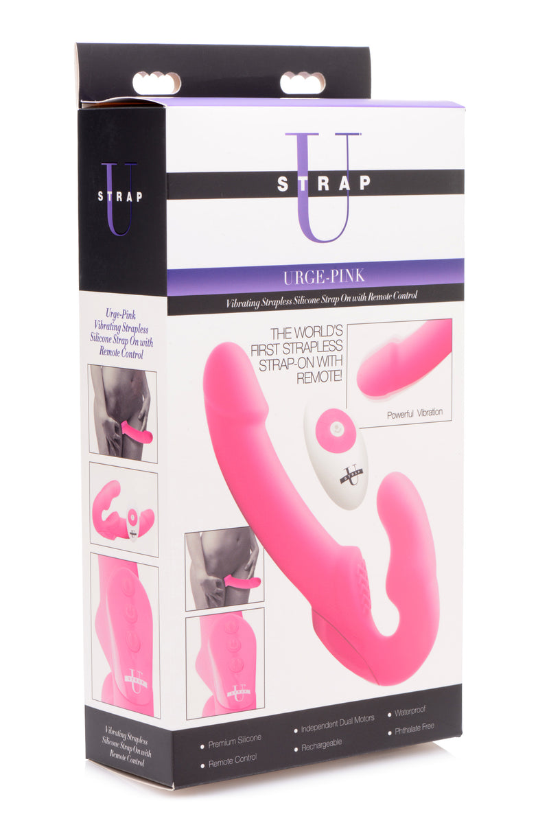 Urge Silicone Strapless Strap On With Remote- Pink strapless-strapon from Strap U