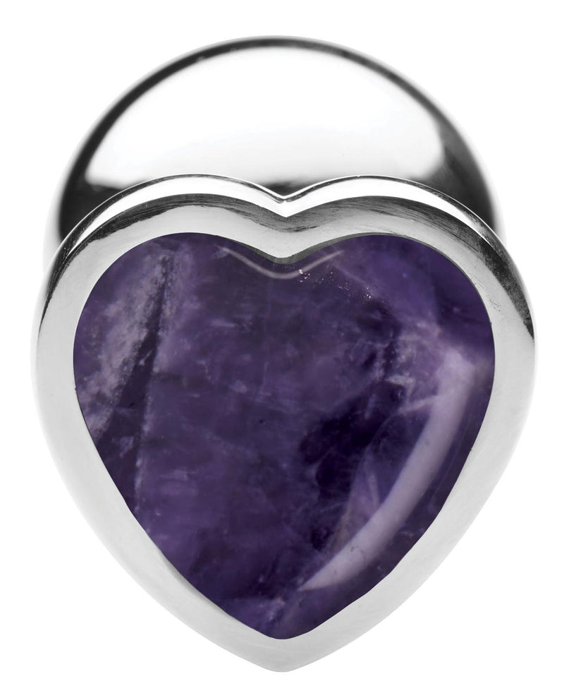 Genuine Amethyst Gemstone Heart Anal Plug - Large butt-plugs from Booty Sparks