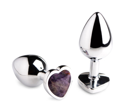 Genuine Amethyst Gemstone Heart Anal Plug - Small butt-plugs from Booty Sparks