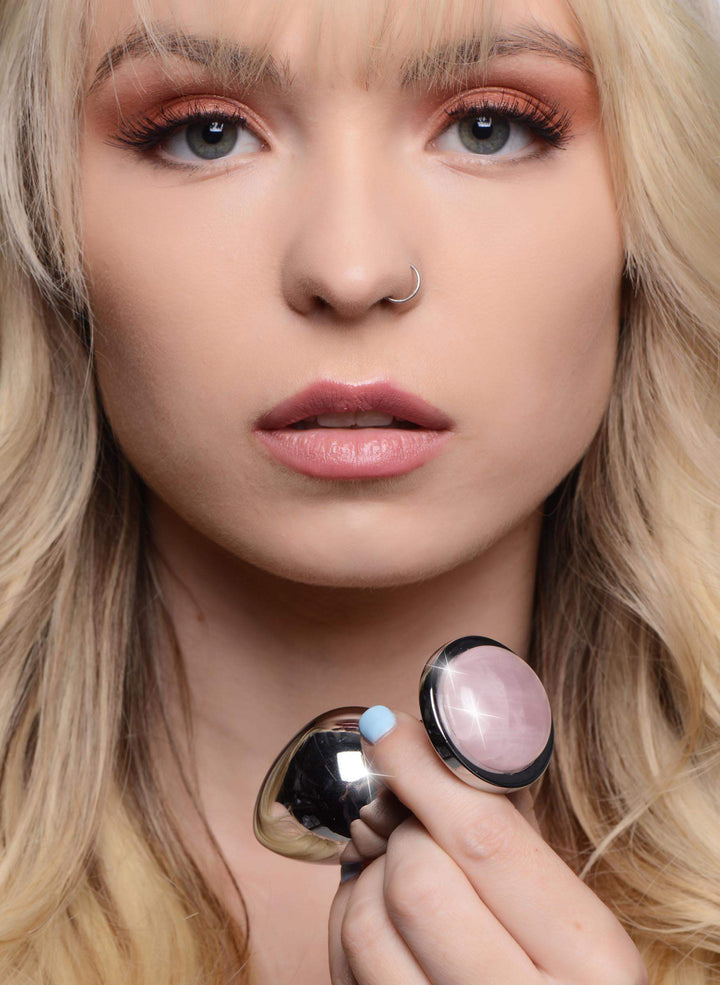 Authentic Rose Quartz Gemstone Anal Plug - Small - The Dildo Hub