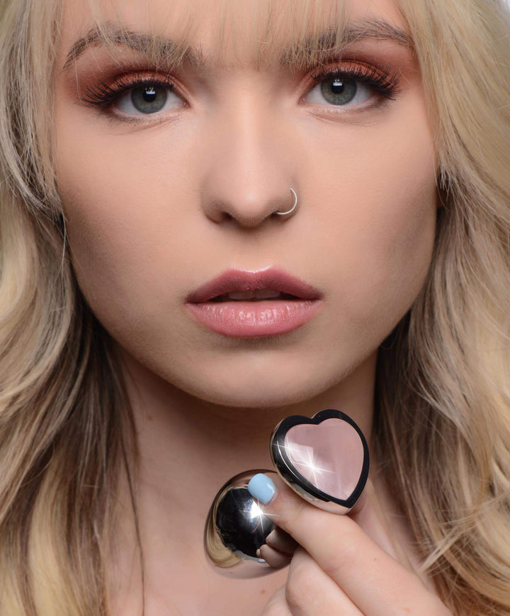Authentic Rose Quartz Gemstone Heart Anal Plug - Small - The Dildo Hub