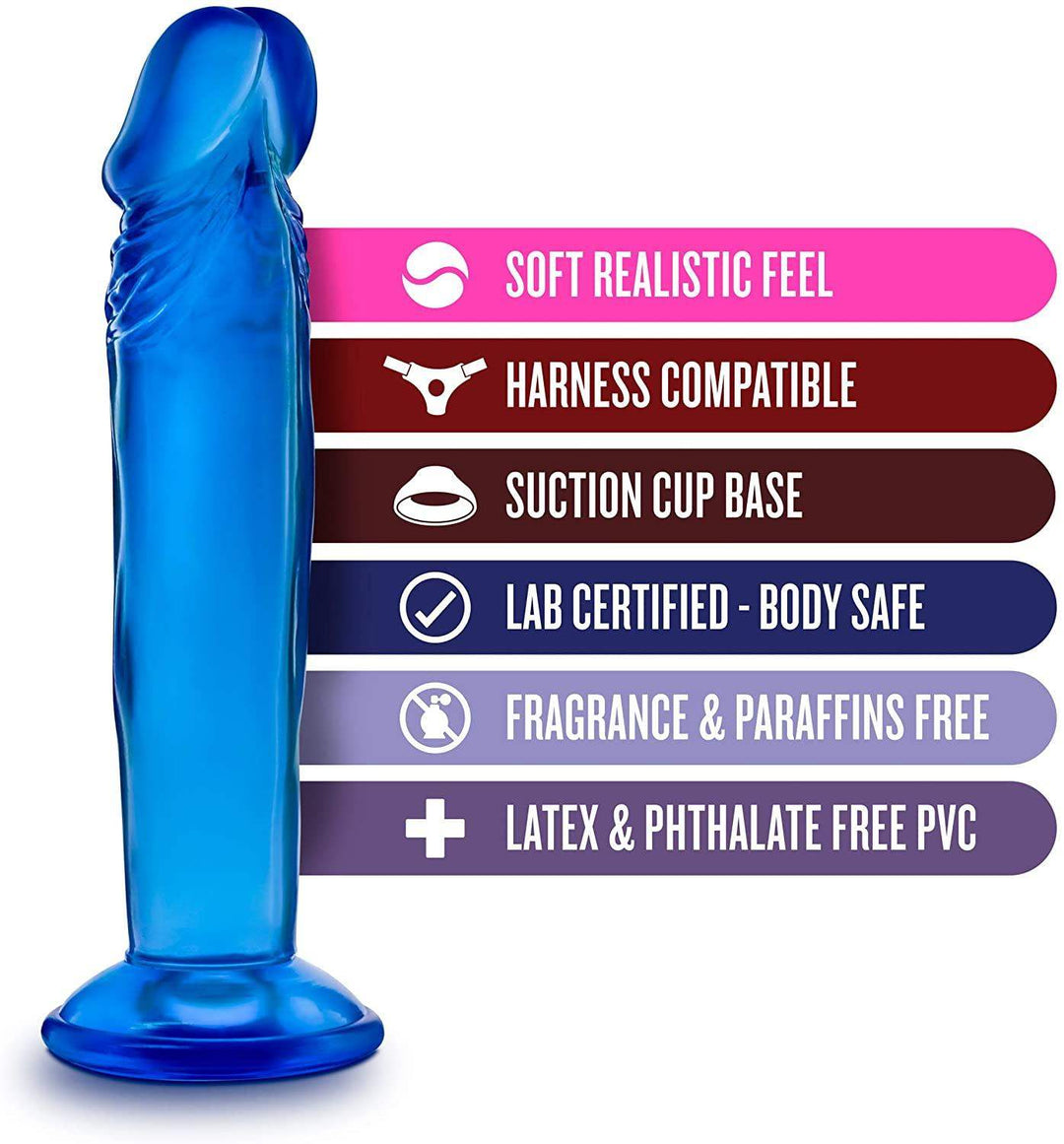 B Yours Sweet N Small Blue Realistic Dildo - 6 Inches | Blush - The Dildo Hub