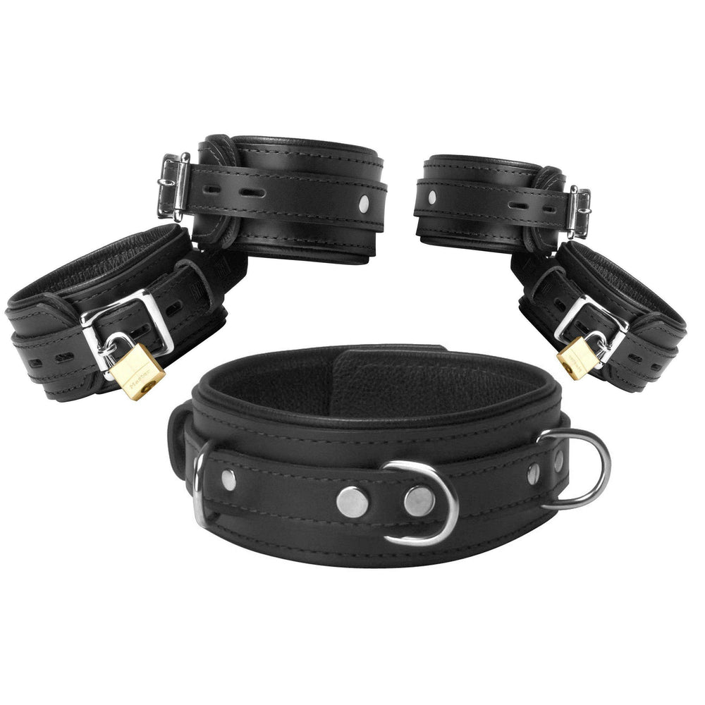 Black Premium Leather Bondage Essentials Kit - The Dildo Hub
