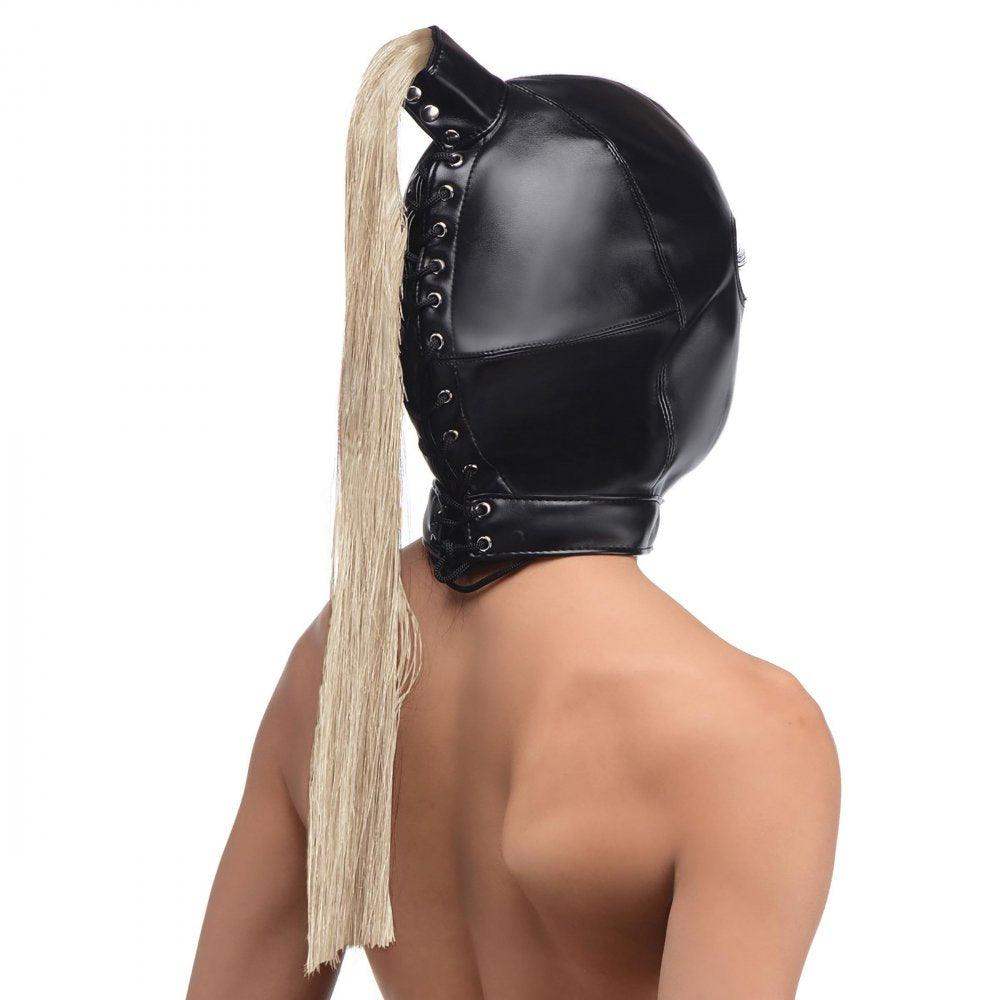 Blonde Ponytail Bondage Hood - The Dildo Hub