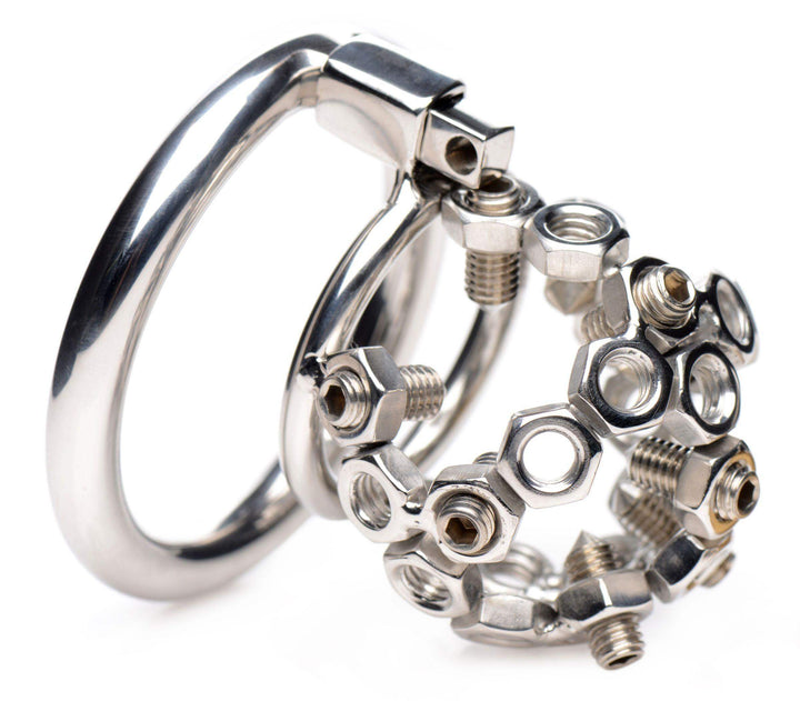 Bolted Chastity Cage with Spikes - The Dildo Hub
