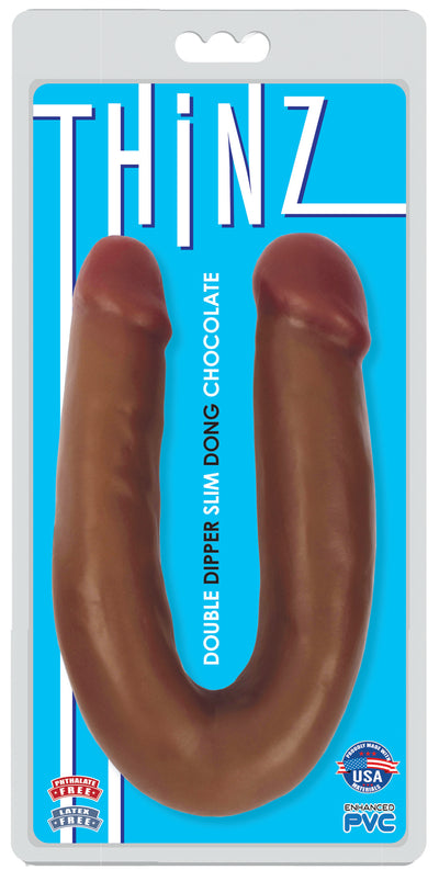 Double-Headed Dildo Dipper Slim Brown - 13 Inch Dildos from Thinz