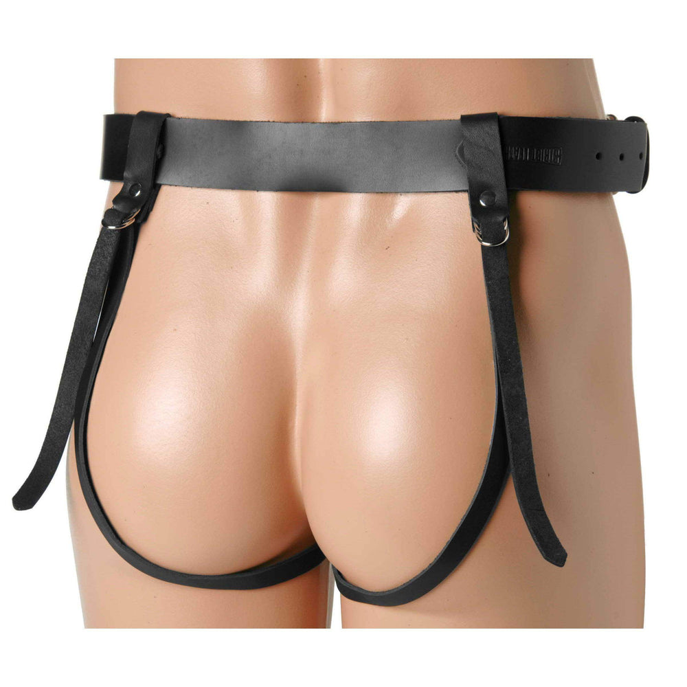 Double Penetration Premium Leather Dildo Harness for Men - The Dildo Hub