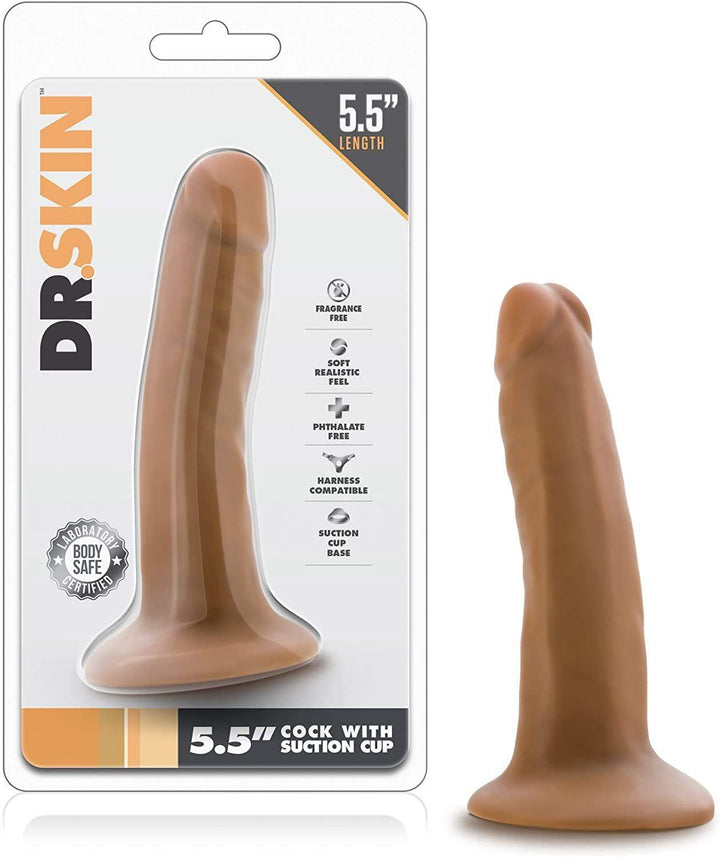 Dr. Skin Mocha Realistic Dildo With Suction Cup - 5.5 Inches | Blush - The Dildo Hub