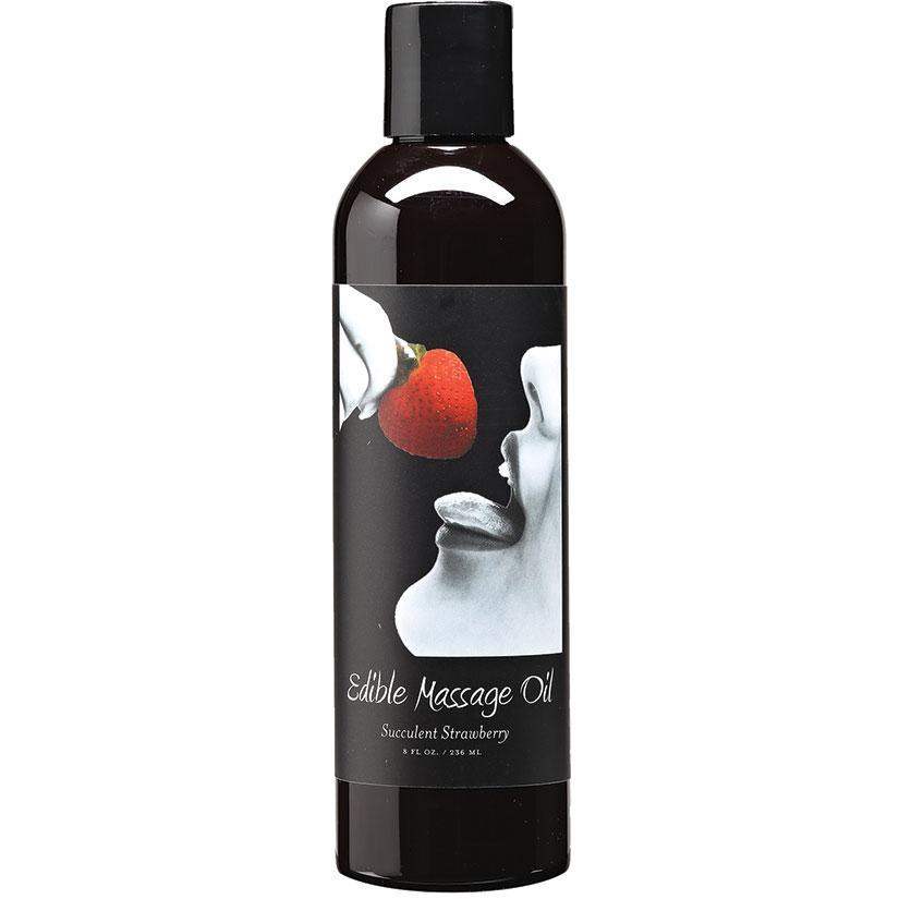 Earthly Body Strawberry Edible Massage Oil 8 Oz - The Dildo Hub