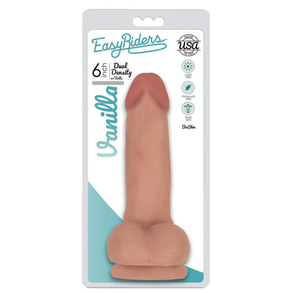 Easy Riders 6 Inch Dual Density Dildo With Balls - Flesh - The Dildo Hub
