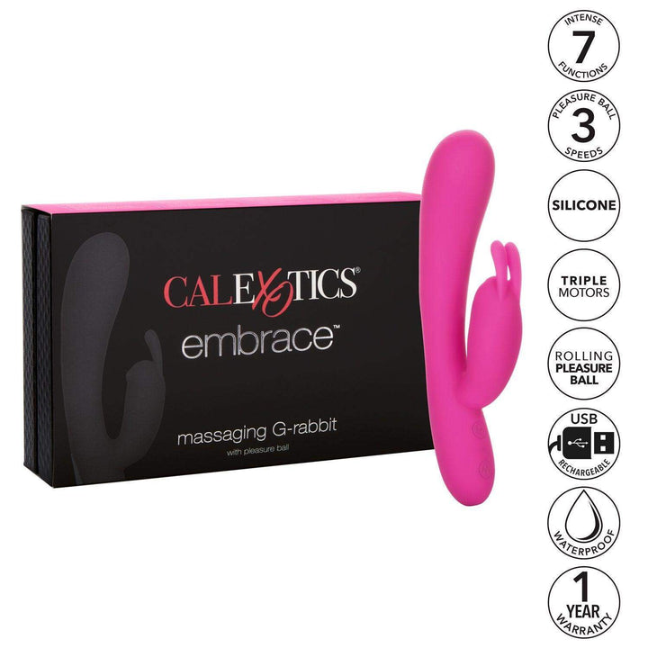 Embrace Massaging Rabbit-Pink 8" - The Dildo Hub