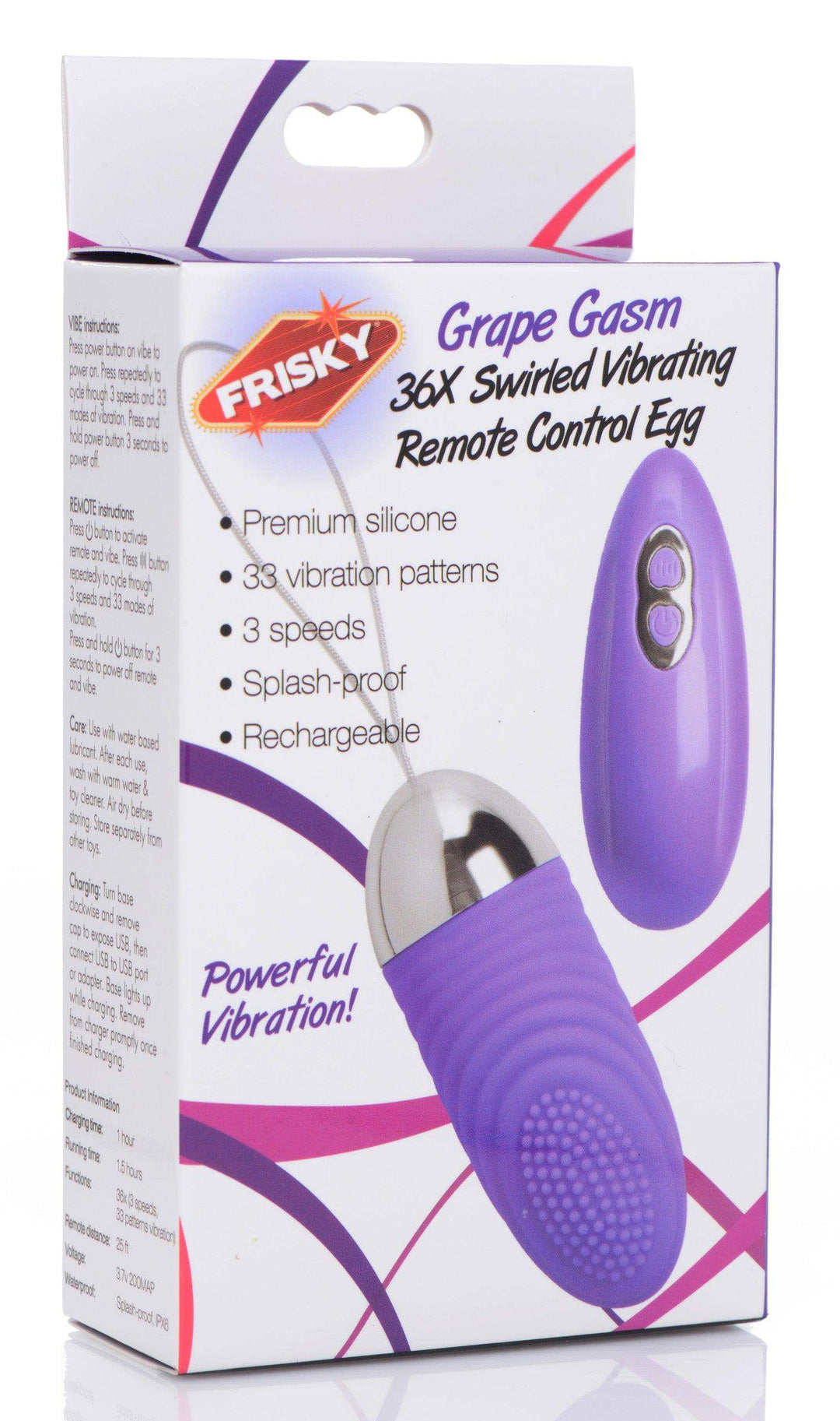 Grape Gasm 36X Swirled Vibrating Remote Control Egg - The Dildo Hub