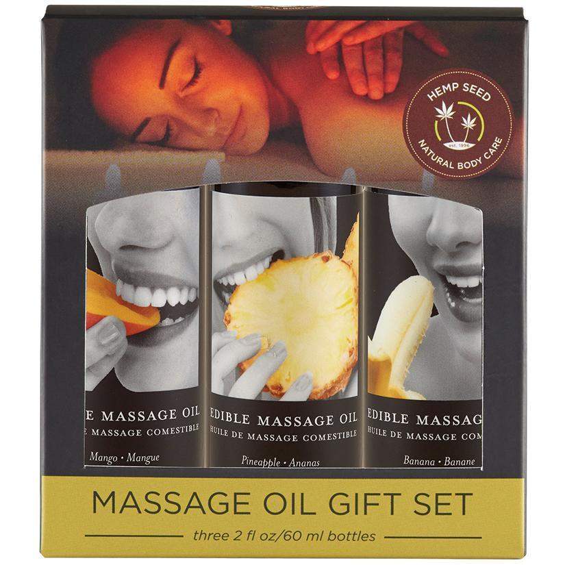 Hemp Seed Edible Massage Oil Gift Set Box Three 2 Oz Bottles - The Dildo Hub