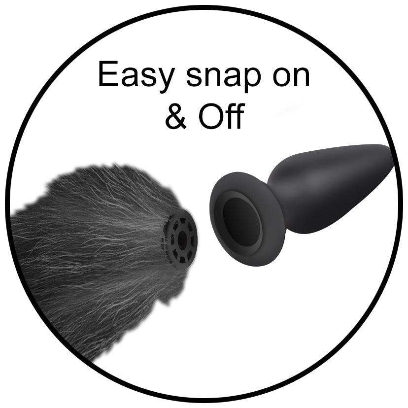 Interchangeable Black and White Fox Tail - The Dildo Hub